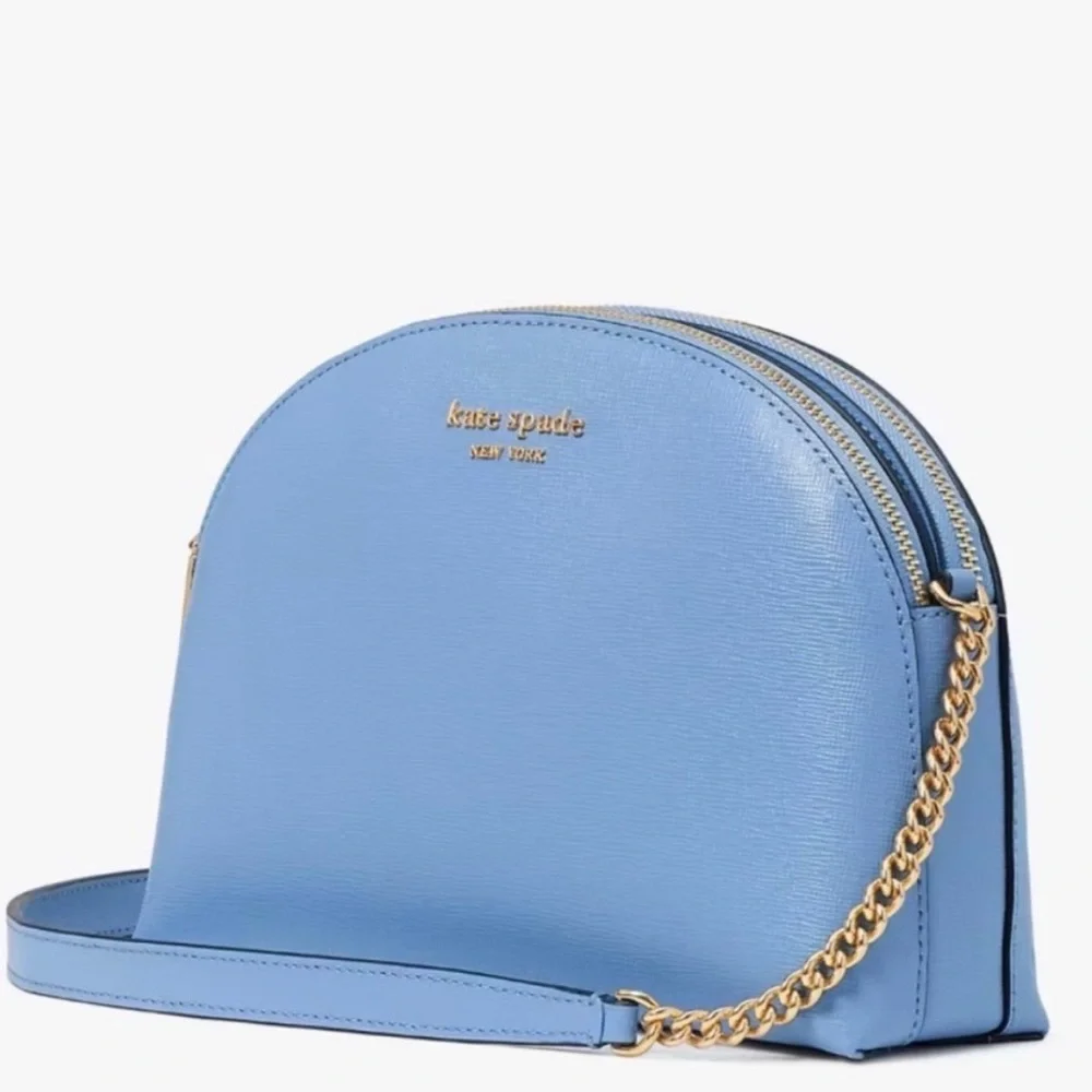 Kate Spade Blue Dome Crossbody Bag with Gold Chain